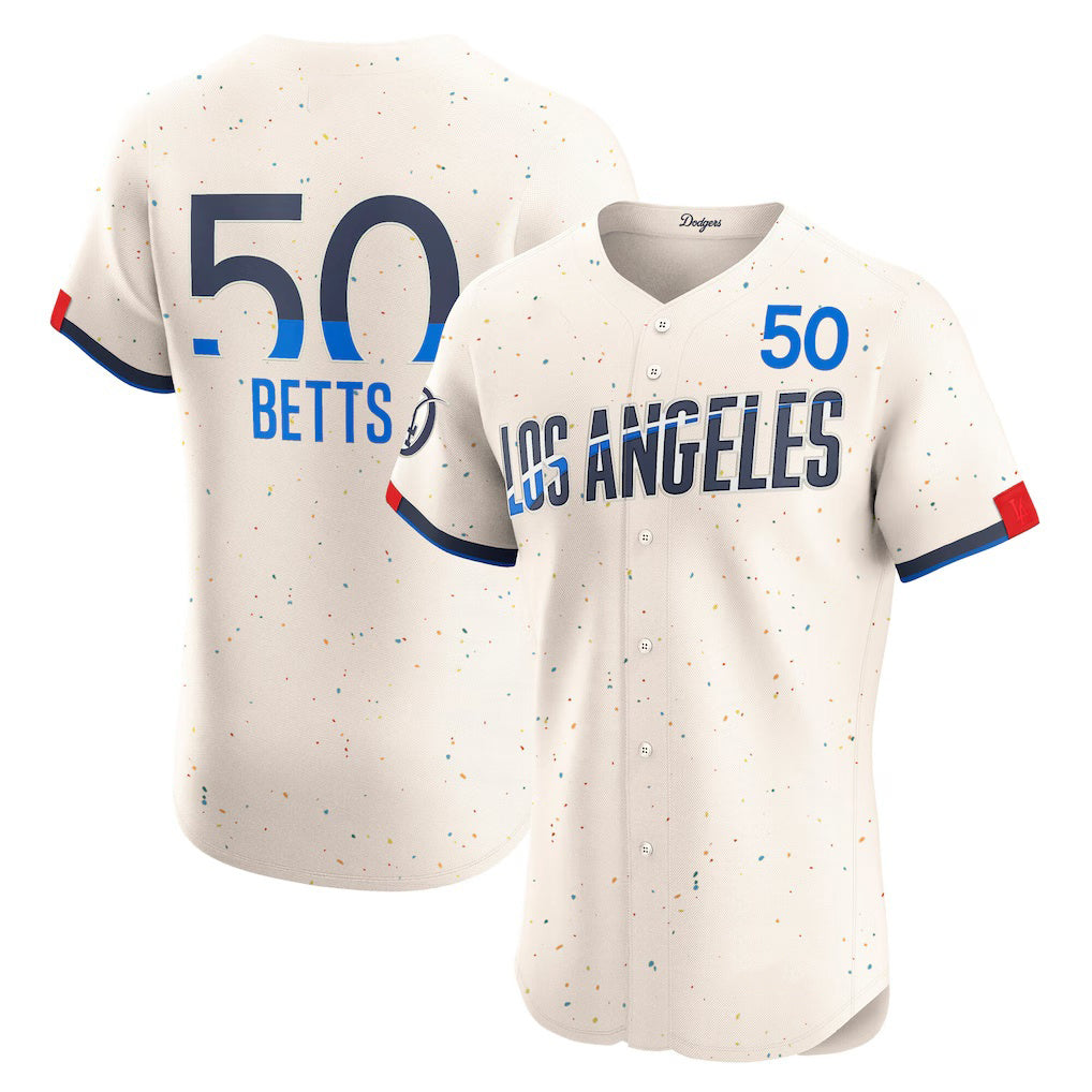 seanshop Los Angeles Dodgers #50 Mookie Betts Cream  City Connect Elite Jersey
