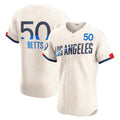 seanshop Los Angeles Dodgers #50 Mookie Betts Cream  City Connect Elite Jersey