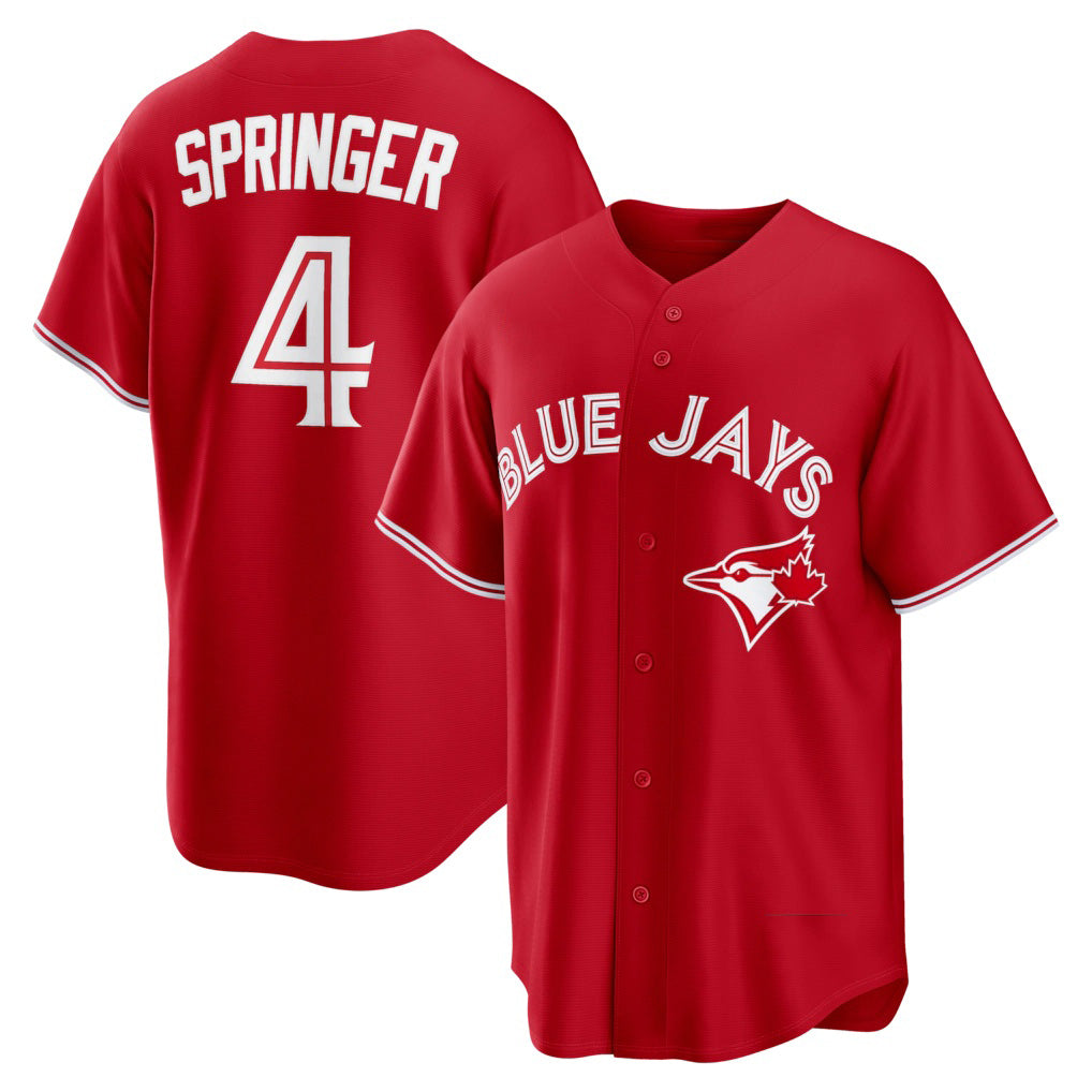 seanshop   Toronto Blue Jays #4 George Springer Red  Canada Day Replica Jersey