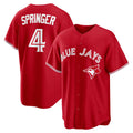 seanshop   Toronto Blue Jays #4 George Springer Red  Canada Day Replica Jersey