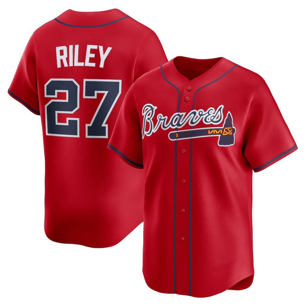 seanshop Atlanta Braves #27 Austin Riley Red  Alternate Limited Player Jersey