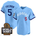 seanshop Los Angeles Dodgers #5 Freddie Freeman Blue  With 2024 World Series Patch Vapor Premier Limited Stitched Jersey