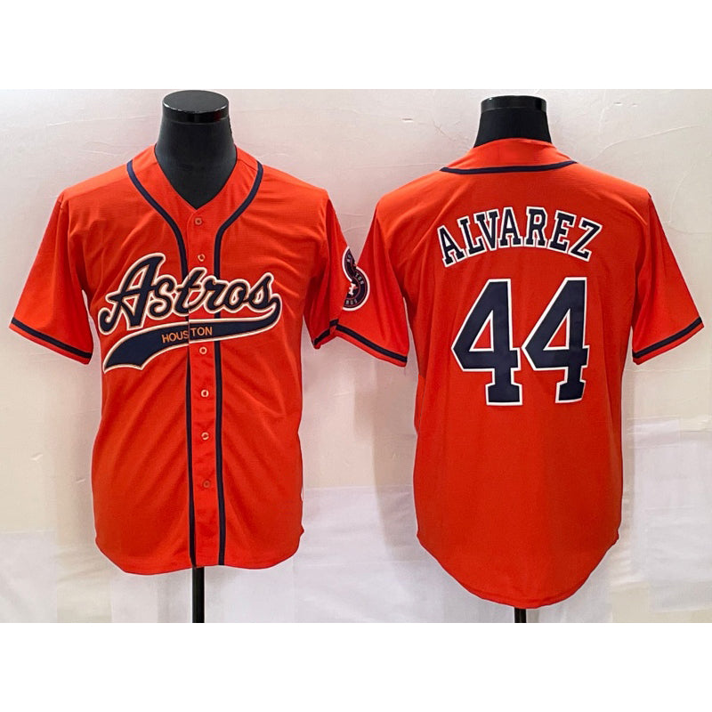 seanshop Houston Astros #44 Yordan Alvarez Orange  With Patch Cool Base Stitched Jersey