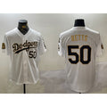 seanshop Los Angeles Dodgers #50 mookie betts white gold  2024 world series with fernando memorial patch limited stitched jersey