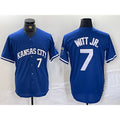 seanshop  Kansas City Royals #7 Bobby Witt Jr Number Blue  Cool Base Stitched Jersey