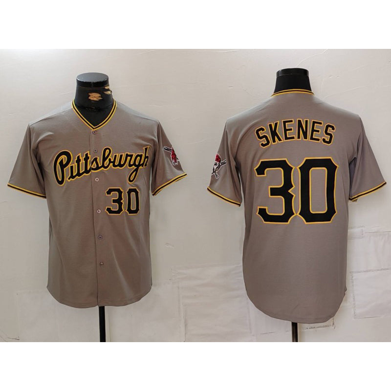 seanshop  Pittsburgh Pirates #30 Paul Skenes Number Grey  Stitched Jersey