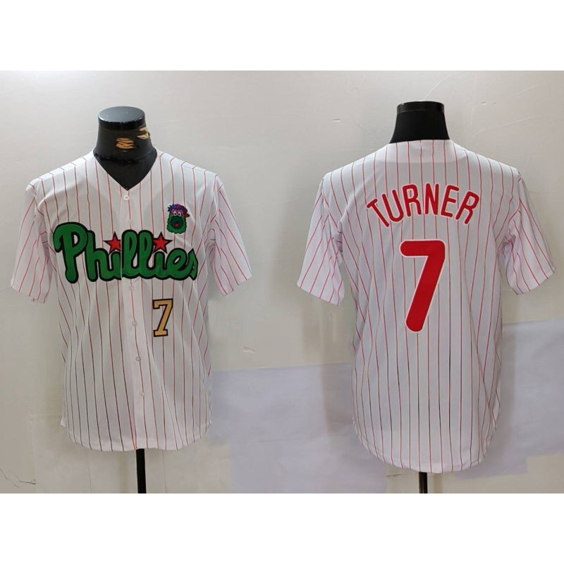 seanshop  Philadelphia Phillies #7 Trea Turner White Green  Cool Base Stitched Jerseys