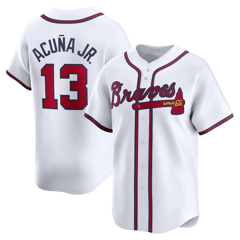 seanshop Atlanta Braves #13 Ronald Acu?a Jr. White  Home Limited Player Jersey