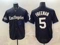 seanshop Los Angeles Dodgers #5 Freddie Freeman Black  2025 World Series Champions Patch 'Gothic Edition' Vapor Premier Limited Stitched Jersey