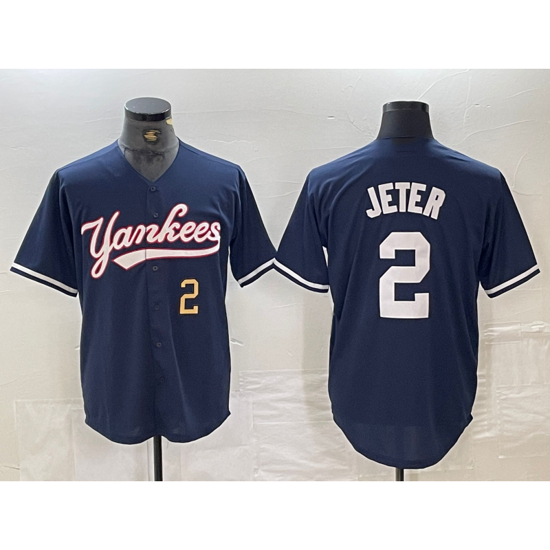 seanshop  New York Yankees #2 Derek Jeter Number Navy  Cool Base Stitched Jersey