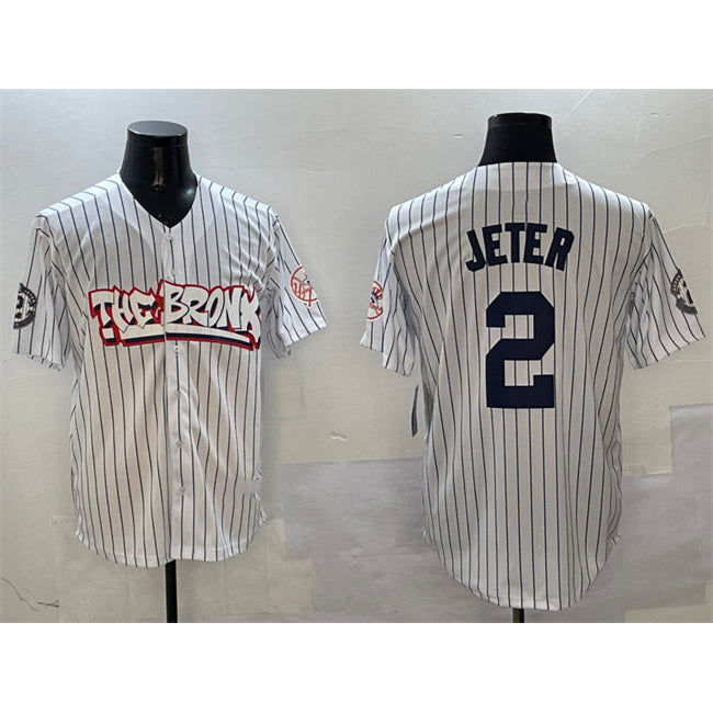 seanshop  New York Yankees #2 Derek Jeter White  Bronx Graffiti Vapor Limited Stitched Jersey