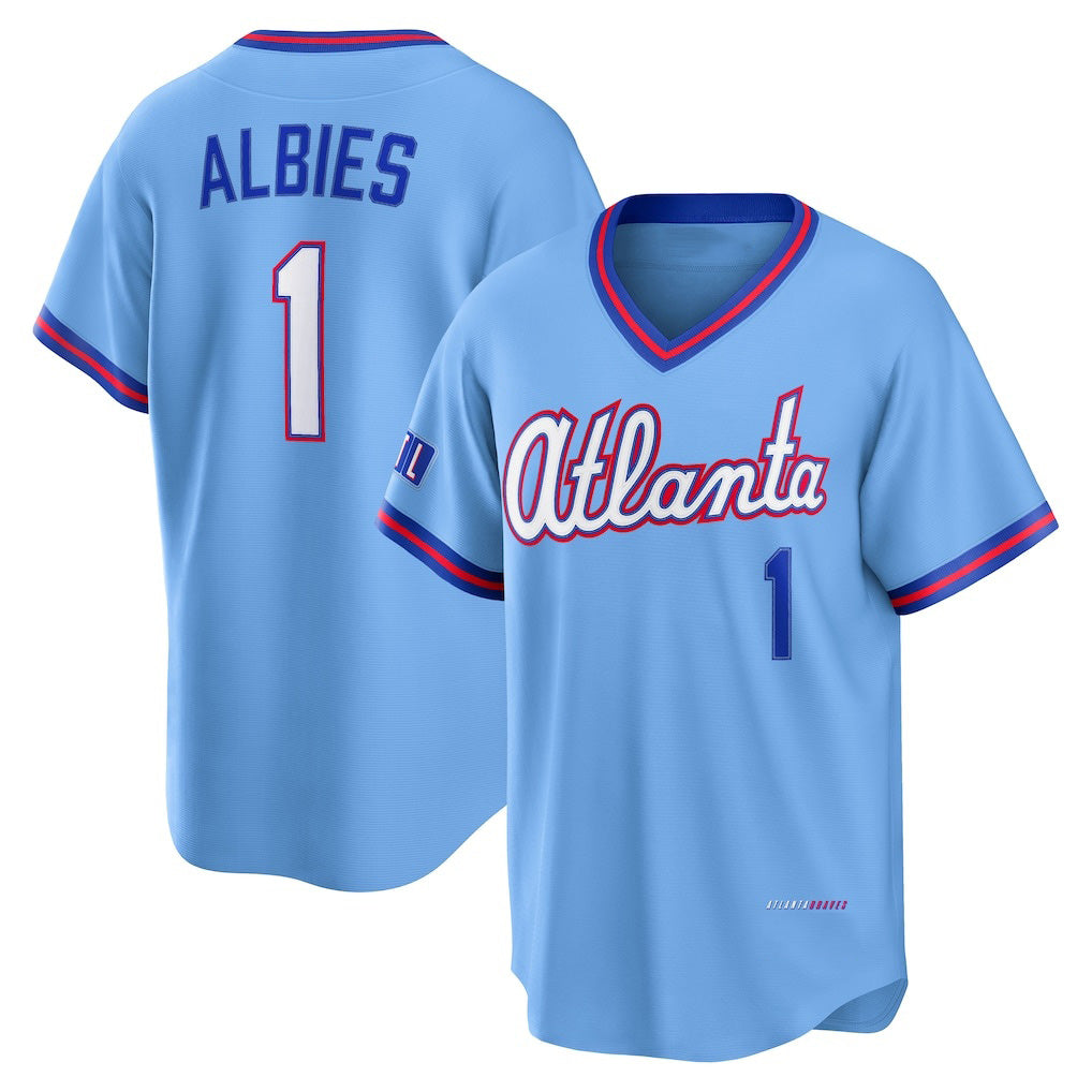 seanshop Atlanta Braves #1 Ozzie Albies Powder Blue  2026 City Connect Stadium Jersey