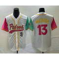 seanshop  San Diego Padres #13 Manny Machado White  NEW 2023 City Connect Cool Base Stitched Jersey 2