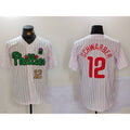 seanshop  Philadelphia Phillies #12 Kyle Schwarber White Green  Cool Base Stitched Jerseys