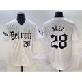 seanshop Detroit Tigers #28 Javier B¨¢ez White  'Motor Gothic Edition' Vapor Premier Limited Stitched Jersey