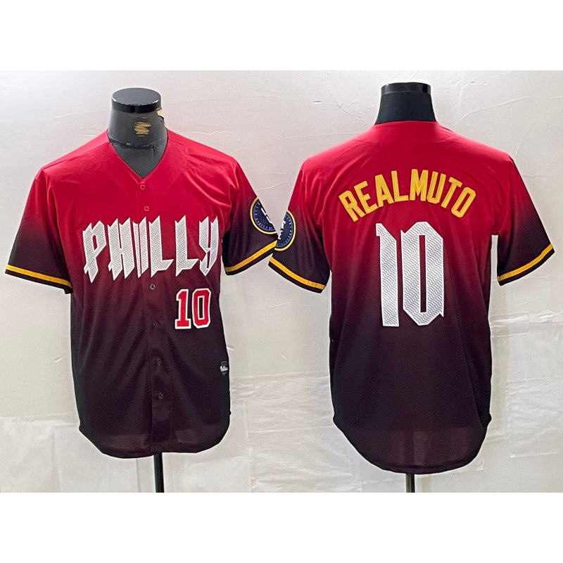 seanshop  Philadelphia Phillies #10 JT Realmuto Red  2024 City Player Number Cool Base Jerseys