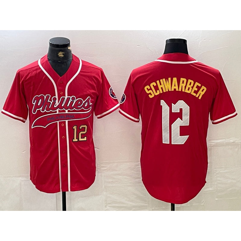 seanshop  Philadelphia Phillies #12 Kyle Schwarber Red  2024 City Connect Limited Stitched Jersey 3