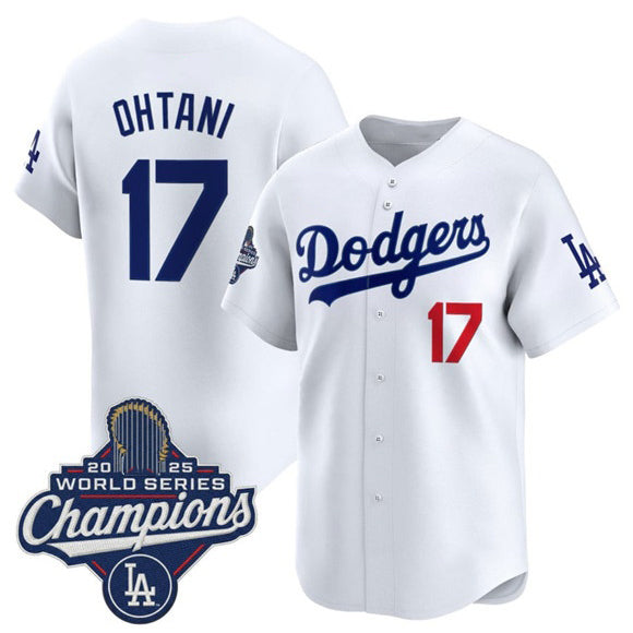 seanshop Los Angeles Dodgers #17 Shohei Ohtani White  2025 Champions Stitched Jersey