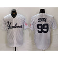 seanshop  New York Yankees #99 Aaron Judge White  Pinstripe Fashion Cool Base Jersey 3