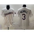 seanshop  San Diego Padres #3 Jackson Merrill White  Throwback With Patch Cool Base Stitched Jersey