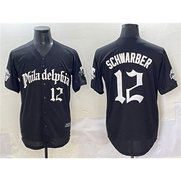 seanshop  Philadelphia Phillies #12 Kyle Schwarber Black  Gothic Vapor Limited Stitched Jersey