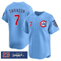 seanshop  Chicago Cubs #7 Dansby Swanson Blue  'Ryne Sandberg Tribute' Vapor Limited V3 Stitched Jersey