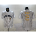 seanshop  New York Yankees #2 Derek Jeter White  Pinstripe Fashion Cool Base Jerseys