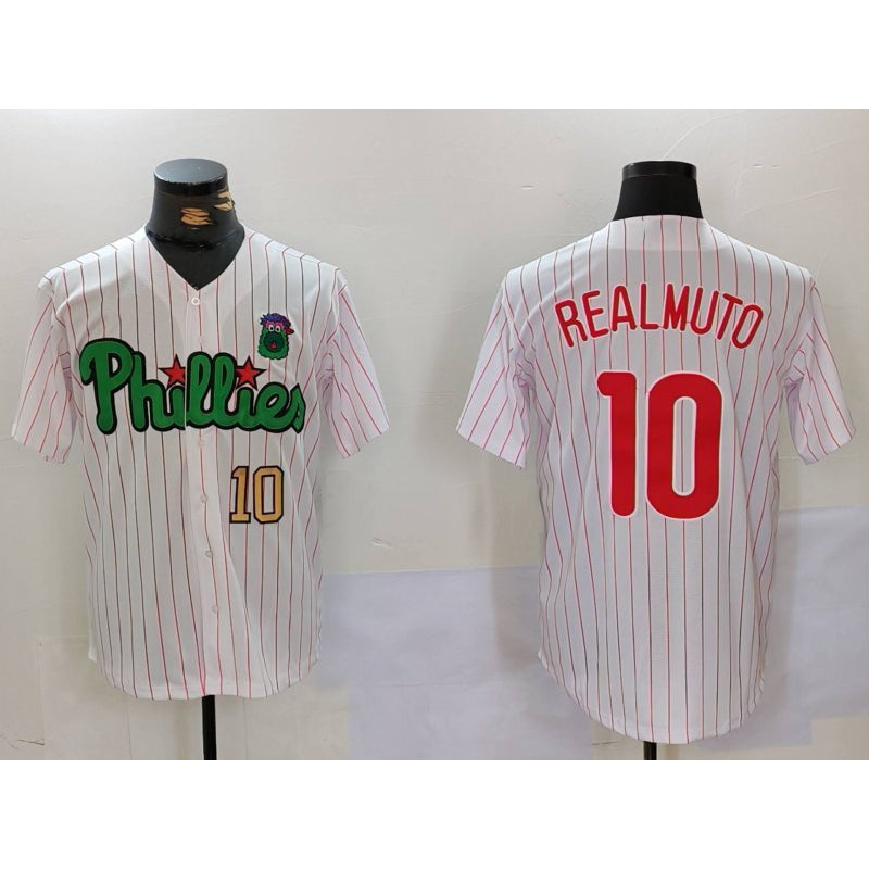 seanshop  Philadelphia Phillies #10 J.T. Realmuto White Green  Cool Base Stitched Jerseys