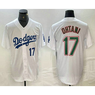 seanshop Los Angeles Dodgers #17 Shohei Ohtani Number White Green  Stitched Cool Base Jerseys