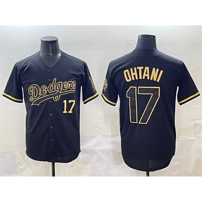 seanshop Los Angeles Dodgers #17 Shohei Ohtani Black Gold  Limited Stitched Jersey