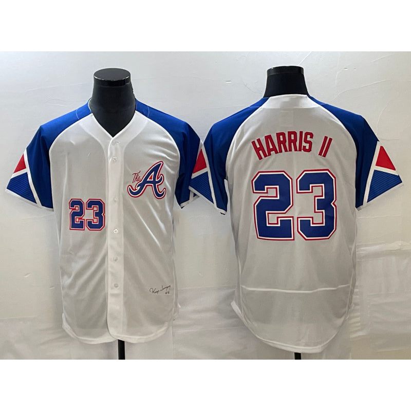 seanshop Atlanta Braves #23 Michael Harris II Number White  2023 City Connect Flex Base Stitched Jersey 2