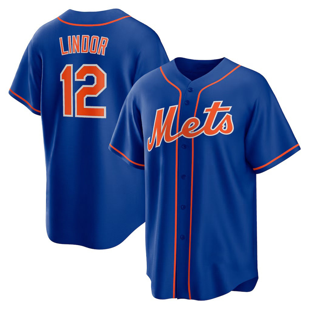 seanshop  New York Mets #12 Francisco Lindor Royal  Big & Tall Alternate Replica Player Jersey