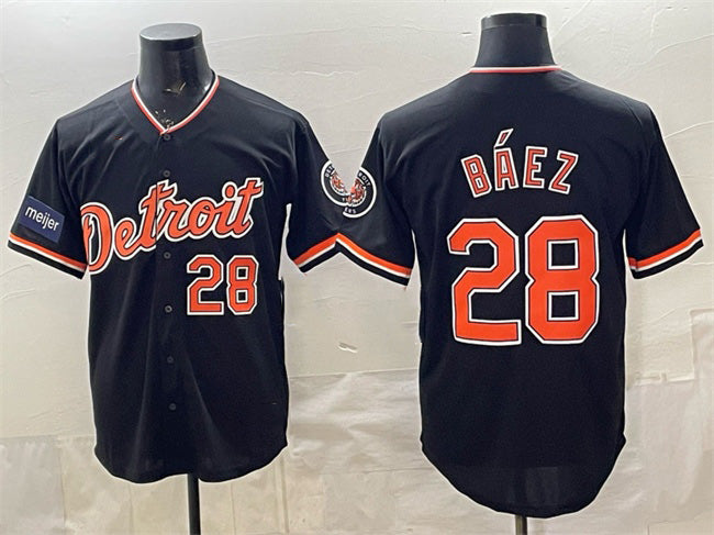 seanshop Detroit Tigers #28 Javier B¨¢ez Black  2026 Meijer Patch Alternate Vapor Premier Limited Stitched Jersey