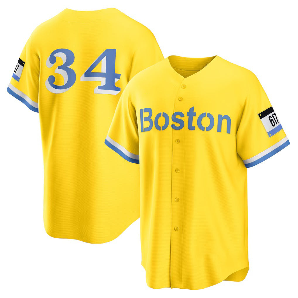 seanshop Boston Red Sox #34 David Ortiz Gold  Retired Player City Connect Replica Jersey