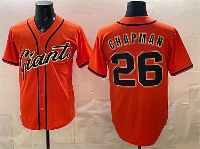 seanshop  San Francisco Giants #26 Matt Chapman Orange  Cool Base Stitched Jersey