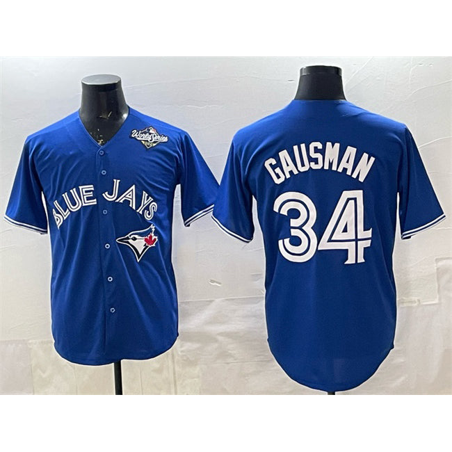 seanshop   Toronto Blue Jays #34 Kevin Gausman Royal  2025 World Series Cool Base Stitched Jersey