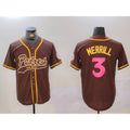 seanshop  San Diego Padres #3 Jackson Merrill Brown  Cool Base Stitched Jerseys
