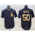 seanshop Los Angeles Dodgers #50 Mookie Betts Black Gold  Cool Base Stitched Jersey