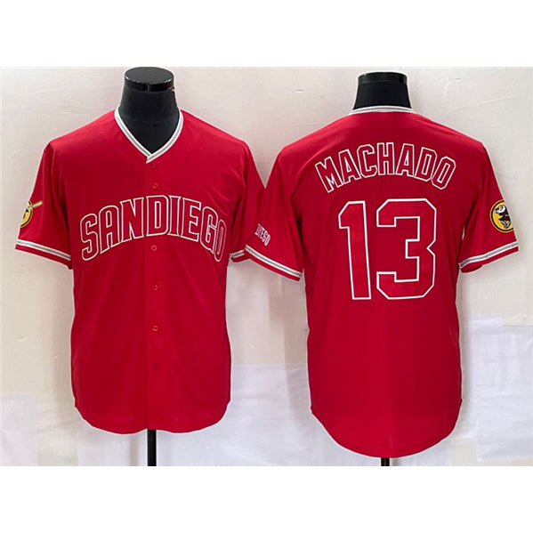seanshop  San Diego Padres #13 Manny Machado Red  Cool Base Stitched Jersey