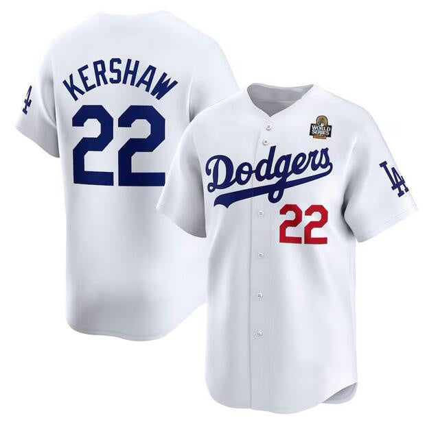 seanshop Los Angeles Dodgers #22 Clayton Kershaw White  2024 World Series Home Limited Stitched Jersey