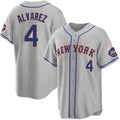 seanshop  New York Mets #4 Francisco ¨¢lvarez Gray  2023 Cool Base Stitched Jersey