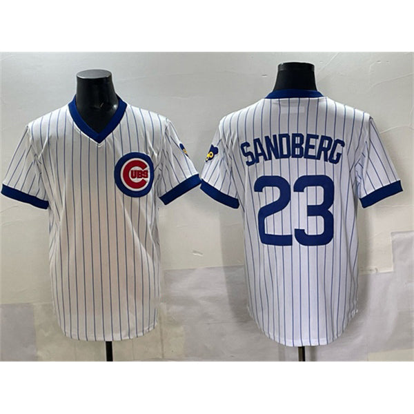 seanshop  Chicago Cubs #23 Ryne Sandberg White  Throwback Stitched Jersey