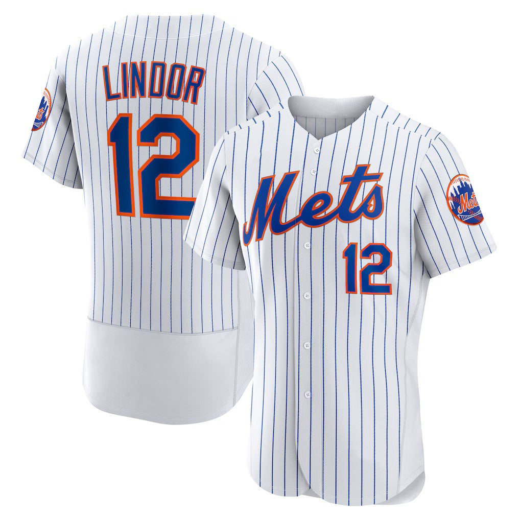 seanshop  New York Mets #12 Francisco Lindor White  Home Authentic Player Jersey