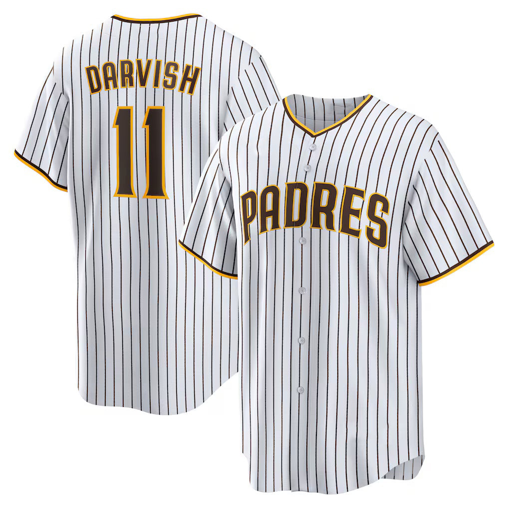seanshop  San Diego Padres #11 Yu Darvish White  Home Replica Player Jersey