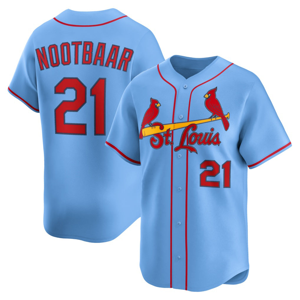 seanshop  St. Louis Cardinals #21 Lars Nootbaar Light Blue  Alternate Limited Jersey