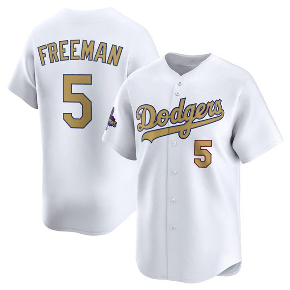 seanshop Los Angeles Dodgers #5 Freddie Freeman White  2025 Gold Collection Limited Stitched Jersey
