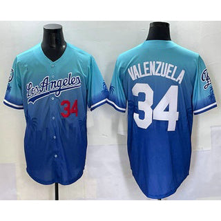 seanshop Los Angeles Dodgers #34 Fernando Valenzuela Blue  2025 City Connect Limited Stitched Jersey