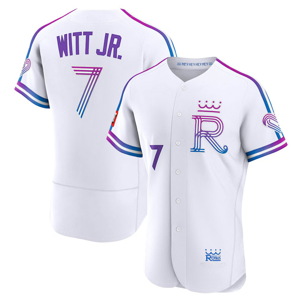 seanshop  Kansas City Royals #7 Bobby Witt Jr. White  2026 City Connect Authentic Sponsor Patch Jersey