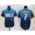 seanshop  Philadelphia Phillies #7 Trea Turner Number Blue  2024 City Connect Limited Stitched Jerseys