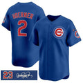 seanshop  Chicago Cubs #2 Nico Hoerner Royal  'Ryne Sandberg Tribute' Vapor Limited V3 Stitched Jersey